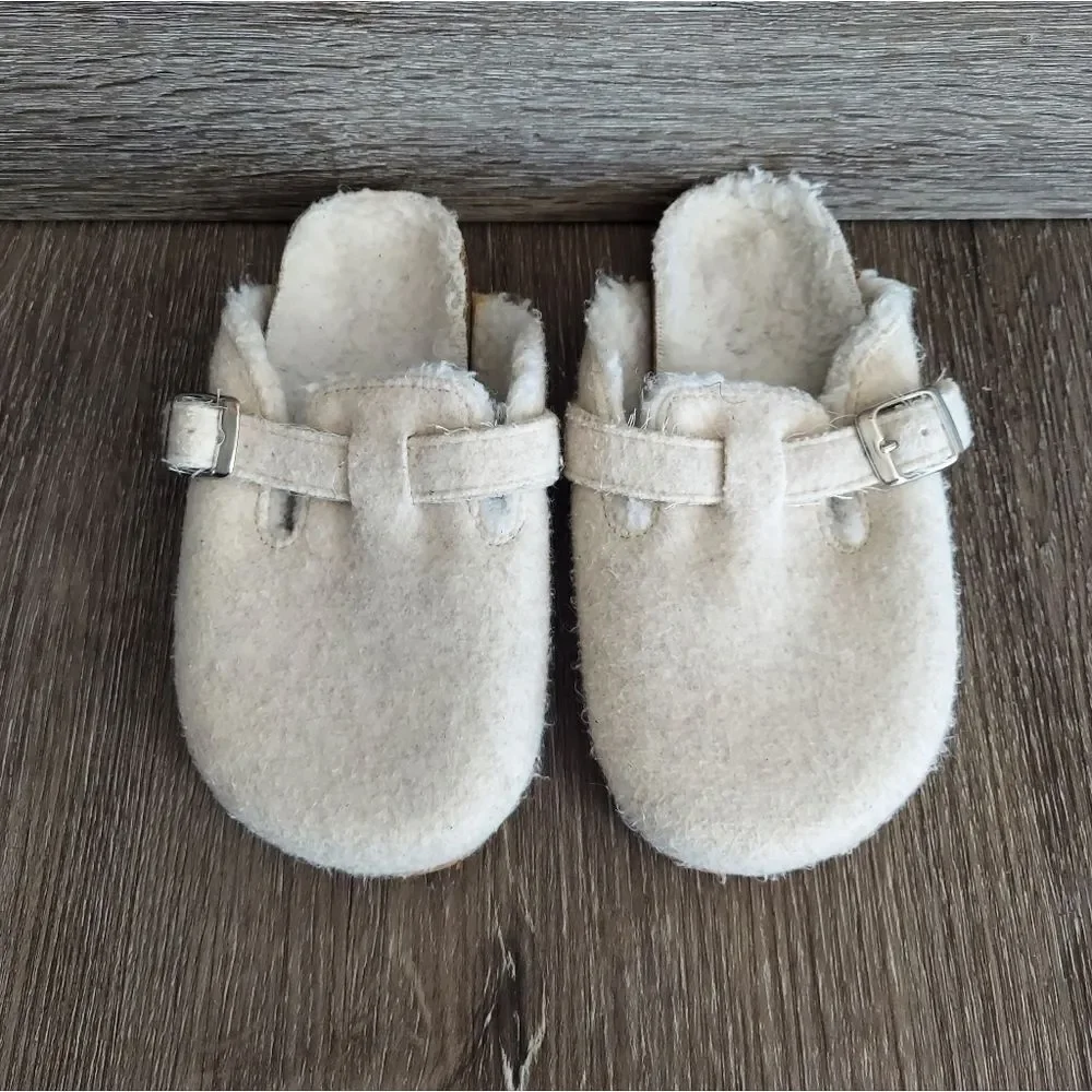 Gap Sherpa Clogs Ivory Beige Heather Size 10/11